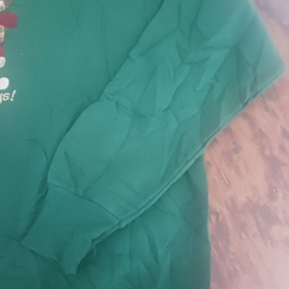 VINTAGE 80s90s Happy Hollydays Plaid Cat Sweatshirt CHRISTMAS CREW NECK - Picture 3 of 4